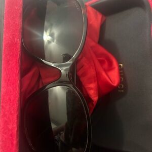 Gucci Oversized Women's Sunglasses with Red Silk Pouch and case